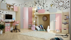 Детская комната Грэйси (Розовый/Серый/корпус Клен) в Нижневартовске - nizhnevartovsk.katalogmebeli.com | фото