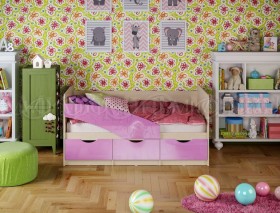 Кровать Бабочки 1,6м (Сиреневый металлик) в Нижневартовске - nizhnevartovsk.katalogmebeli.com | фото