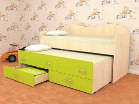 Кровать детская Нимфа двухместная 2.0 Дуб молочный/Лайм в Нижневартовске - nizhnevartovsk.katalogmebeli.com | фото