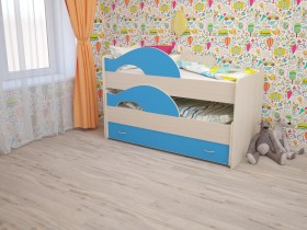 Кровать детская Радуга 1600 Млечный дуб/Голубой в Нижневартовске - nizhnevartovsk.katalogmebeli.com | фото