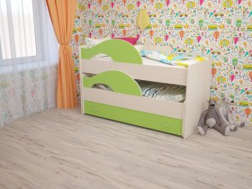 Кровать детская Радуга 1600 Млечный дуб/Салатовый в Нижневартовске - nizhnevartovsk.katalogmebeli.com | фото
