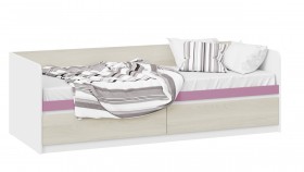 Кровать «Сканди» с 2 ящиками Дуб Гарден/Белый/Лиловый в Нижневартовске - nizhnevartovsk.katalogmebeli.com | фото