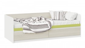 Кровать «Сканди» с 2 ящиками Дуб Гарден/Белый/Зеленый в Нижневартовске - nizhnevartovsk.katalogmebeli.com | фото