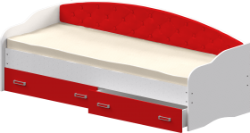 Кровать Софа-8 с мягкой спинкой (900х1900) Белый/Красный в Нижневартовске - nizhnevartovsk.katalogmebeli.com | фото