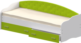 Кровать Софа-8 с мягкой спинкой (900х1900) Белый/Лайм в Нижневартовске - nizhnevartovsk.katalogmebeli.com | фото 1
