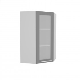 Квадро ВПУС 550 шкаф верхний угловой со стеклом высокий (Железо/корпус Серый) в Нижневартовске - nizhnevartovsk.katalogmebeli.com | фото