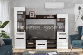 Мебель для гостиной МГС 6 (Исполнение 1/Венге/Белый глянец) в Нижневартовске - nizhnevartovsk.katalogmebeli.com | фото