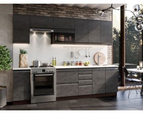 Модульная кухня Бруклин 2,8 м (Бетон черный/Венге) в Нижневартовске - nizhnevartovsk.katalogmebeli.com | фото