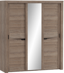 Шкаф трехдверный Соренто с раздвижными дверями Дуб стирлинг/Кофе структурный матовый в Нижневартовске - nizhnevartovsk.katalogmebeli.com | фото